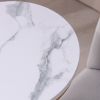 Modern C-Shaped End Table w/ Golden Metal Frame & Round Marble-Color Top