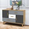 Free-standing Storage Floor Cabinet w/ 2 Doors & 3 Drawers
