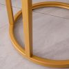 Modern C-Shaped End Table w/ Golden Metal Frame & Round Marble-Color Top