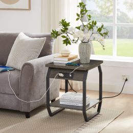 Modern End Tables Set w/  Charging Station, USB Ports, &  Socket (set of 2)