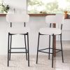 Plush Comfort White Teddy Bar Stools - 2 Piece Set with Backrest (White)
