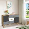 Free-standing Storage Floor Cabinet w/ 2 Doors & 3 Drawers