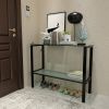 2-layer Tempered Glass Rectangular Console Table
