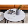 Modern Nesting Coffee Table w/  Black Frame and Marble Top (Set of 2)