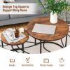Modern Round Stacking Nesting Coffee Tables (Set of 2)-Rustic Brown