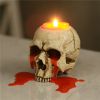 Antique Halloween Skull Tealight Candle Holder