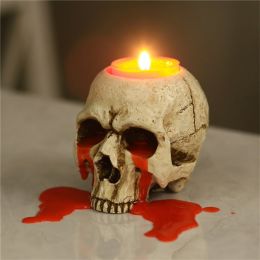 Antique Halloween Skull Tealight Candle Holder