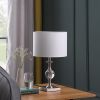 19.75" Satin Nickel Solid Crystal Orb Metal Table Lamp
