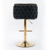 Swivel Barstools w/ Adjustable Seat Height and Whole Tufted Back (Black, Set of 2)