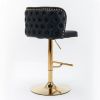 Swivel Barstools w/ Adjustable Seat Height and Whole Tufted Back (Black, Set of 2)