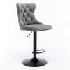 Modern Upholstered Bar Stools w/ Tufted Backs (Gray, Set of 2)