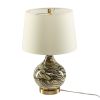 Pelion 20" Modern LED Table Lamp w/ Linen Shade & Glass Base