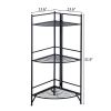 3 Tier Corner Folding Metal Corner Shelf Black