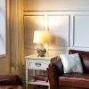 Pelion 20" Modern LED Table Lamp w/ Linen Shade & Glass Base