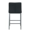 Modern Design High Counter Bar Stool with Metal Legs (Black, Set of 2)