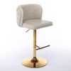 Swivel Barstools w/ Adjustable Seat Height and Whole Tufted Back (Beige, Set of 2)