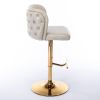 Swivel Barstools w/ Adjustable Seat Height and Whole Tufted Back (Beige, Set of 2)
