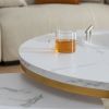Modern Nesting Coffee Table w/ Golden Metal Frame & Marble Color Top (Set of 2)