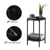 Round 2-Layer End Table w/  Whole Marble Top & Black Metal Frame by Yeah Depot