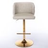 Swivel Barstools w/ Adjustable Seat Height and Whole Tufted Back (Beige, Set of 2)