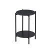 Round 2-Layer End Table w/  Whole Marble Top & Black Metal Frame by Yeah Depot