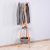 Natural Bamboo Coat Rack with Storage Rack