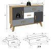 Free-standing Storage Floor Cabinet w/ 2 Doors & 3 Drawers