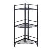 3 Tier Corner Folding Metal Corner Shelf Black