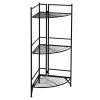 3 Tier Corner Folding Metal Corner Shelf Black