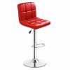 Set of 2 PU Leather Swivel Bar Stools Pub Chairs -Red