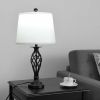 Set of 2 Table Lamps and 1 Floor Lamp w/  Fabric Shades