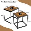 Modern Nesting End Tables w/  Metal Legs (Set of 2) -Rustic Brown