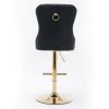 A&A Furniture Thick Golden Swivel Velvet Adjustable Barstools w/ Tufted Backs (Black, Set of 2)