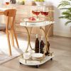Urban Craft 2-Tier Rolling Bar Cart Industrial Style Wine & Beverage Serving Trolley