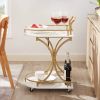 Urban Craft 2-Tier Rolling Bar Cart Industrial Style Wine & Beverage Serving Trolley