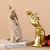 Modern Handcrafted Golden Rose Resin Sculpture