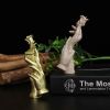 Modern Handcrafted Golden Rose Resin Sculpture