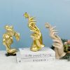 Modern Handcrafted Golden Rose Resin Sculpture
