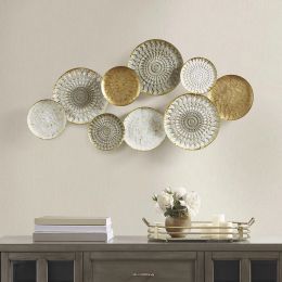 Multi-colored Geometric Metal Discs Wall Decor (Color: as Pic)