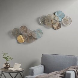 Multi-colored Lily Pad Leaves 2-piece Metal Wall Decor Set (Color: as Pic)