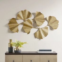 Gold Foil Metal Ginkgo Leaf Wall Decor (Color: as Pic)