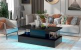 Modern Coffee Table w/ LED Lighting, 16 Colors w/ a remote control (Black)