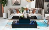 Modern Coffee Table w/ LED Lighting, 16 Colors w/ a remote control (Black)