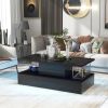 Modern Coffee Table w/ LED Lighting, 16 Colors w/ a remote control (Black)