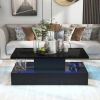 Modern Coffee Table w/ LED Lighting, 16 Colors w/ a remote control (Black)