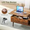 Modern Rustic Wood Lift-Top Coffee Table w/  Hidden Storage