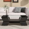 Geometric Style 6mm Glass-Top Coffee Table w/ Open Shelves & Cabinets by yeah depot