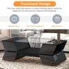 Geometric Style 6mm Glass-Top Coffee Table w/ Open Shelves & Cabinets by yeah depot