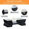 Geometric Style 6mm Glass-Top Coffee Table w/ Open Shelves & Cabinets by yeah depot