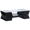 Geometric Style 6mm Glass-Top Coffee Table w/ Open Shelves & Cabinets by yeah depot